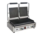Apuro Double Contact Grill Ribbed Plates with Timer FC383-A Panini Presses & Sandwich Grills - Silver