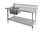Modular Systems Left Inlet Single Sink Dishwasher Bench - SSBD7-1500L/A Dishwasher Tables and Sinks - Silver