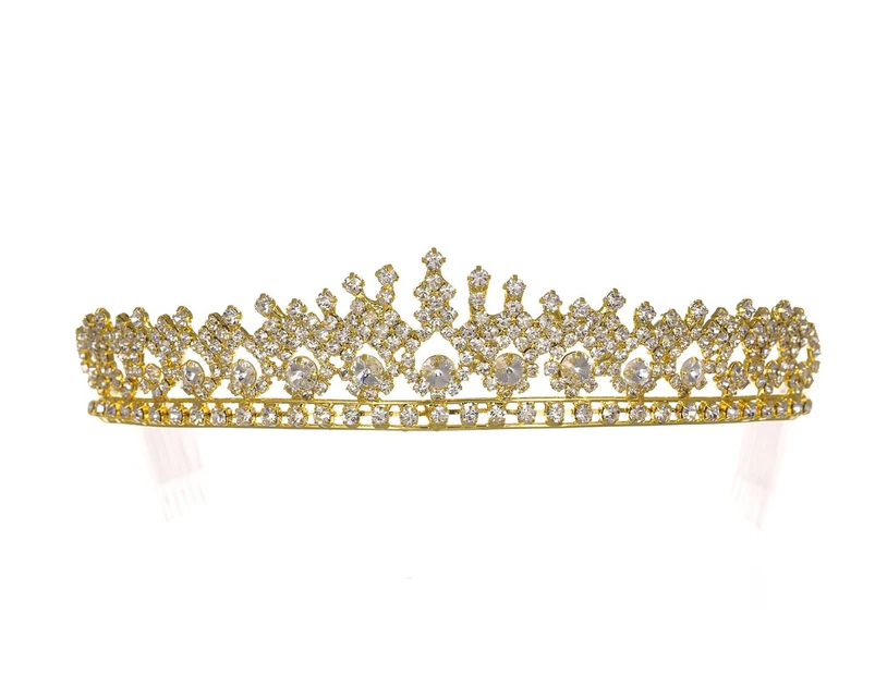 (Clear Crystal Gold Plated) - SAMKY Rhinestone Crystal Pageant Bridal Tiara Crown - Clear Crystals Gold Plated T1176