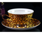 YBK Tech Euro Style Cup & Saucer Set Art Bone China Ceramic Tea Coffee Cup for Breakfast Home Kitchen