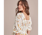 Target Linen Blend Volume Sleeve Midi Dress - Neutral