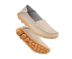 LookBook Womens Comfortable Leather Loafers Soft Walking Shoes Slip Ons-Beige