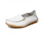 LookBook Womens Comfortable Leather Loafers Soft Walking Shoes Slip Ons-White