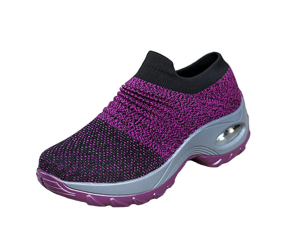 LookBook Womens Walking Shoes Arch Support Comfort Mesh Non Slip Sneakers-Purple