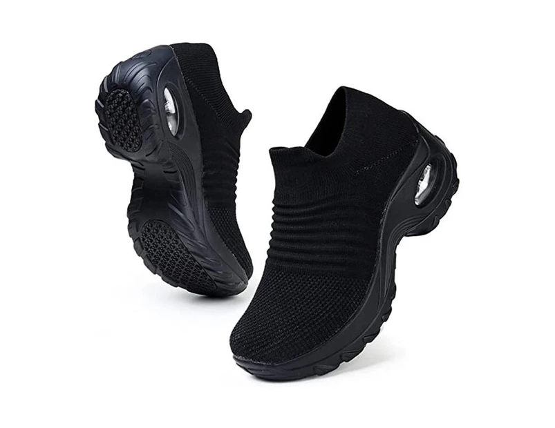 LookBook Womens Walking Shoes Arch Support Comfort Mesh Non Slip Sneakers-All Black
