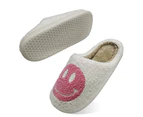 LookBook Womens Retro Smiley Face Soft Plush Slippers Comfy Slip-on Shoes-SmileyPink