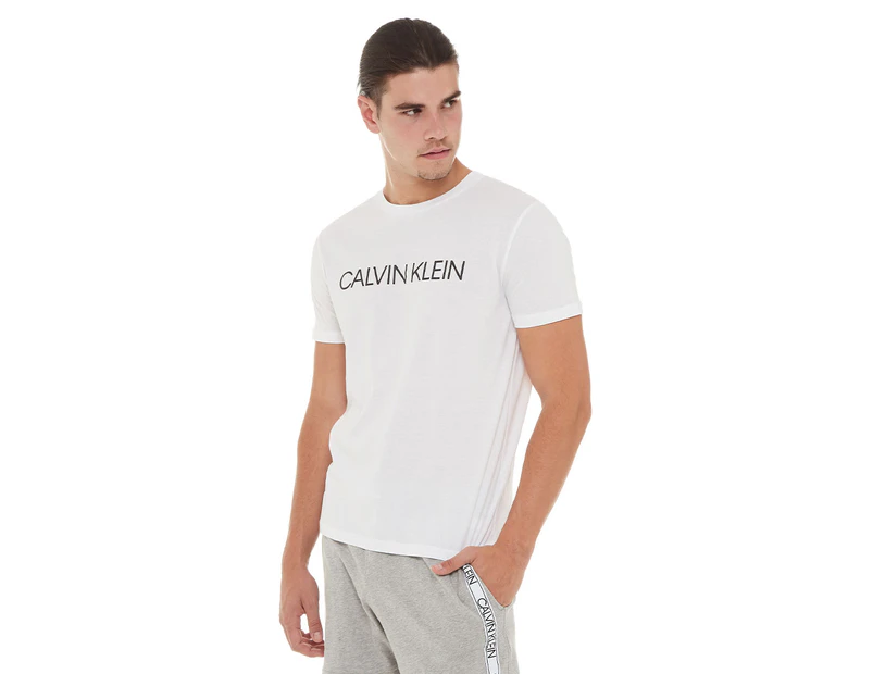 Calvin Klein Men's Relaxed Crew Logo Tee / T-Shirt / Tshirt - Classic White