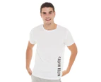 Calvin Klein Men's Relaxed Crew Linear Logo Tee / T-Shirt / Tshirt - Classic White
