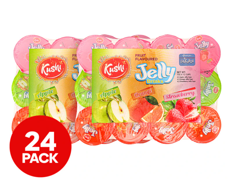 2 x 12pk Kushi Jelly Drinks Apple/Orange/Strawberry 75g