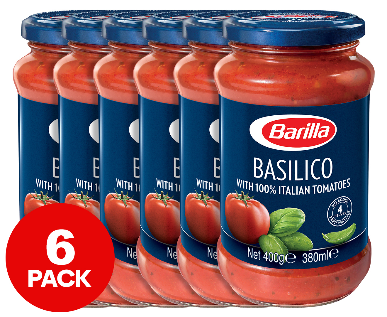 6 x Barilla Pasta Sauce Basilico 400g 