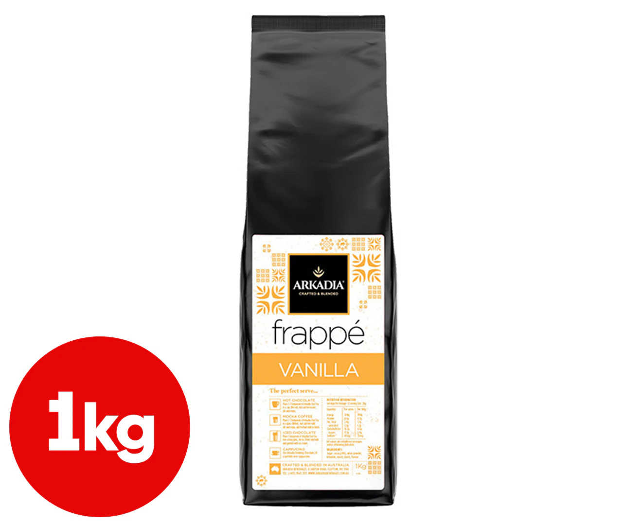 Arkadia 1kg Drinking Vanilla Frappe Powder Cold/Cool/Ice/Blended Drink/Beverage