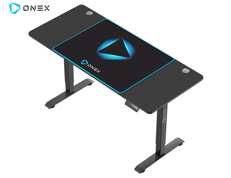 ONEX GDE1600DH Electric Height Adjustable Office Gaming Desk w/ Dual Motors - Black/Blue