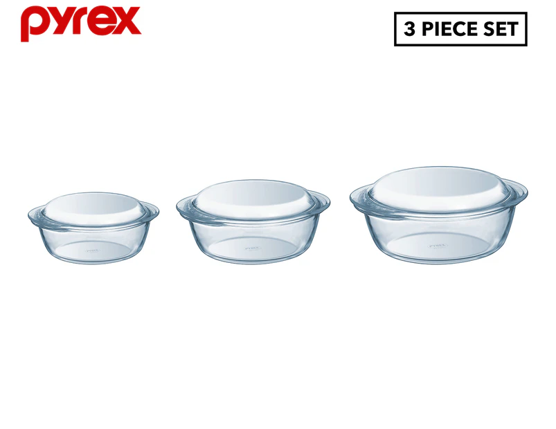 Pyrex 3-Piece Essentials Casserole Dish Set w/ Lids