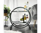 Cooper & Co. Remy Steel Bar Cart w/ Glass Rack - Black/Mirror