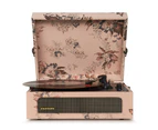 Crosley Voyager Bluetooth Portable Turntable - Floral & Record Storage Crate