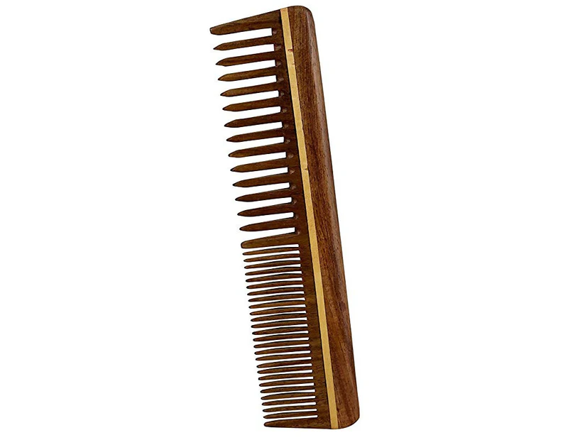 (Wide & Fine Tooth) - RoyaltyRoute Natural Sheesham Wood Handmade Comb for Hair Care