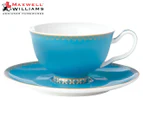 Maxwell & Williams Teas & C's 200ml Porcelain Footed Tea Cup & Saucer Aqua