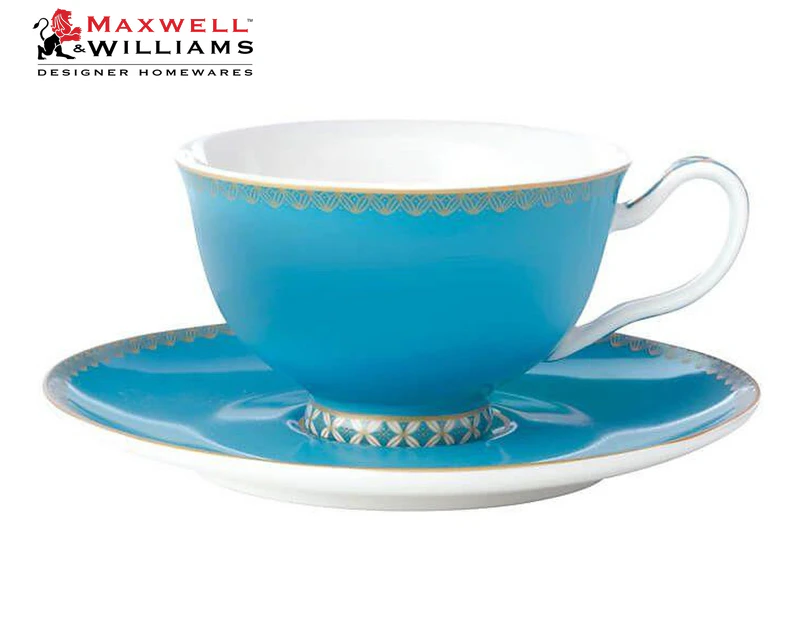 Maxwell & Williams Teas & C's 200ml Porcelain Footed Tea Cup & Saucer Aqua