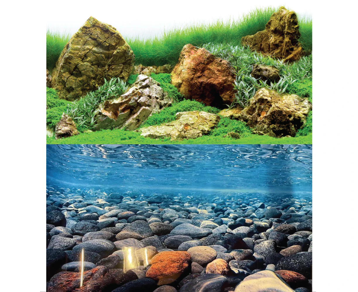 Aquarium Fish Tank Background Double Side Poster 1. 18"(45cm)*4ft(122cm)