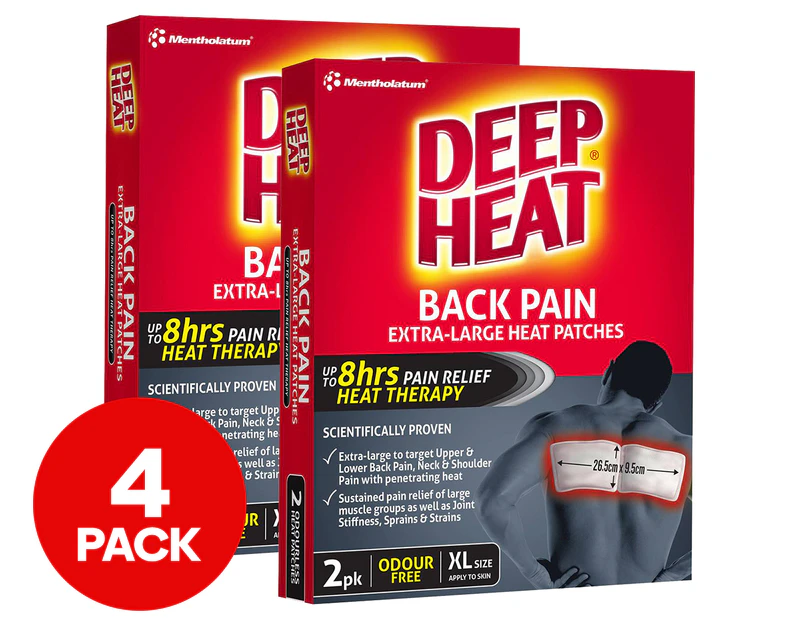 2 x 2pk Deep Heat Odourless XL Back Pain Heat Patches