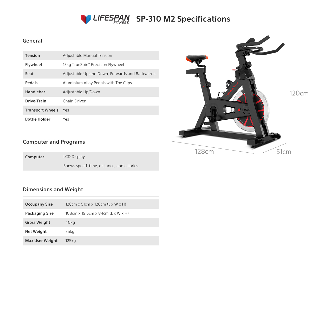 Lifespan sp 2024 310 spin bike