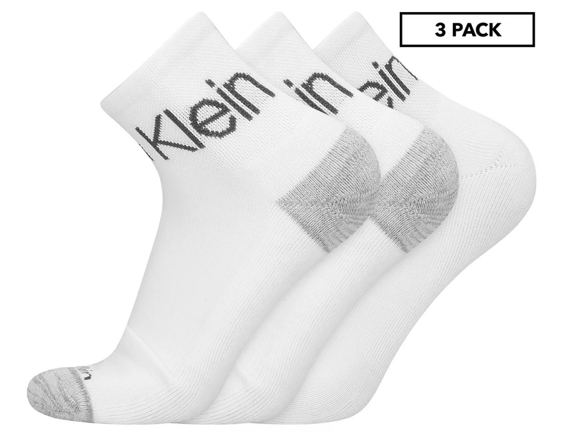 Calvin Klein Men's One Size Cushion Quarter Cut Socks 3-Pack - Assorted White