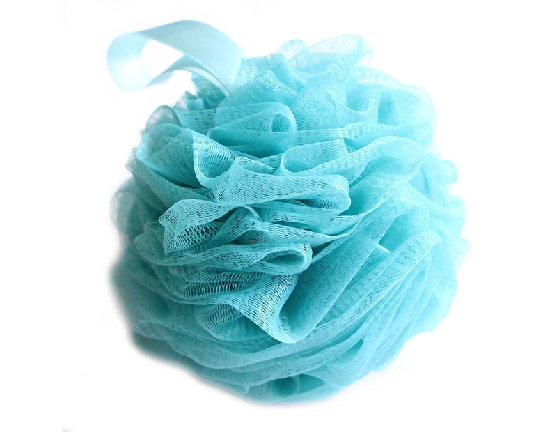 (One size, Blue) - LissomPlume Mesh Pouffe Bath Sponge Exfoliating Shower Ball Pom Cleaning Accessory
