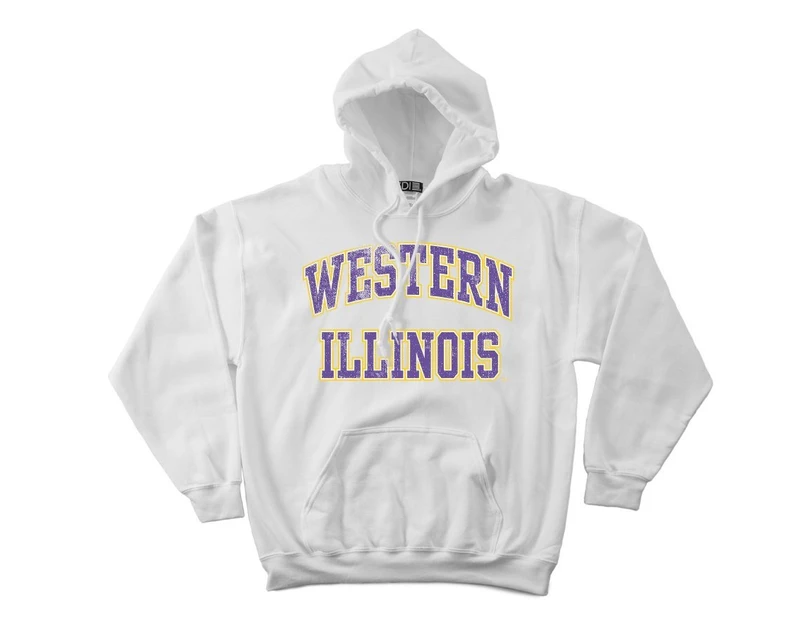 (3X, White) - NCAA Western Illinois Leathernecks 50/50 Blended 240ml Hooded Sweatshirt Vintage Arch