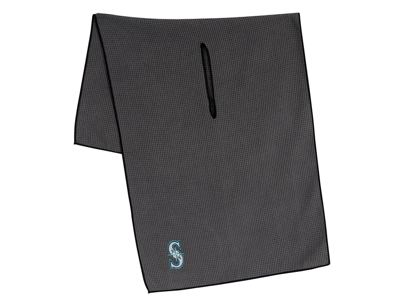 (Seattle Mariners) - Team Effort MLB 48cm x 100cm Grey Microfiber Towel with 20cm Centre Slit