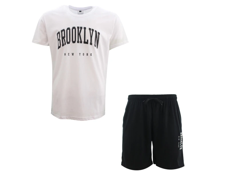 Men's T-shirt & Shorts Set - BROOKLYN/White/Black