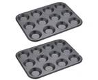 2PK Mastercraft 32cm Crusty Bake 12cup Carbon Steel Shallow Baking Tray Tin Pan