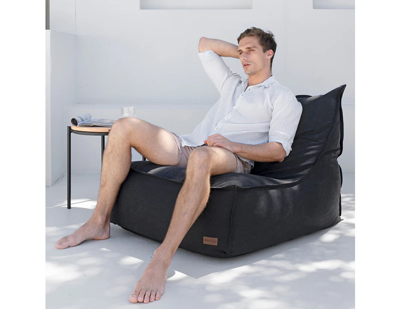 Boss Beanbags - Washed Canvas - Black - Beanbag Couch or Single Sofa Chair