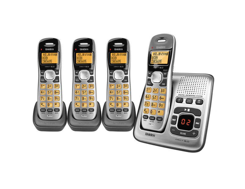 UNIDEN DECT 1735+3 DIGITAL CORDLESS PHONE SYSTEM WITH POWER FAILURE BACKUP - Refurbished Grade A
