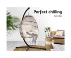 Gardeon Outdoor Egg Swing Chair Wicker Rope Furniture Pod Stand Cushion Latte