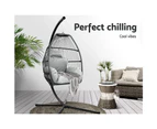 Gardeon Outdoor Egg Swing Chair Wicker Rope Furniture Pod Stand Cushion Grey