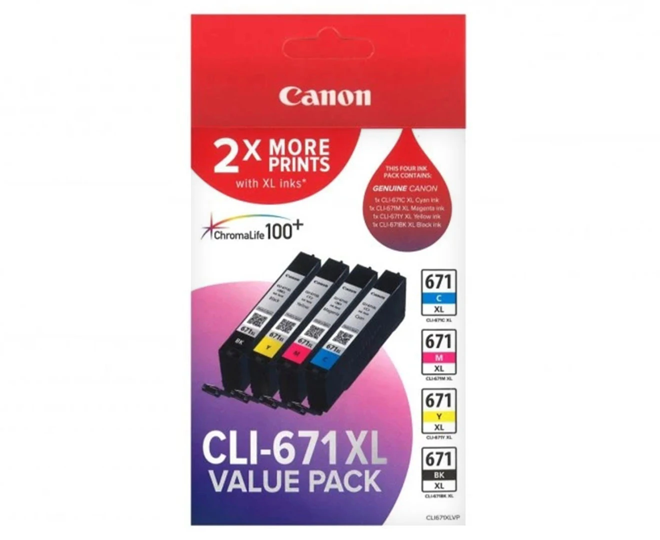 Canon CLI-671XL Original High Yield Inkjet Ink Cartridge - Value Pack - Cyan, Magenta, Yellow, Black Pack - Inkjet - High Yield