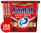 3 x 45pk Somat Excellence 4-in-1 Machine Dishwasher Caps