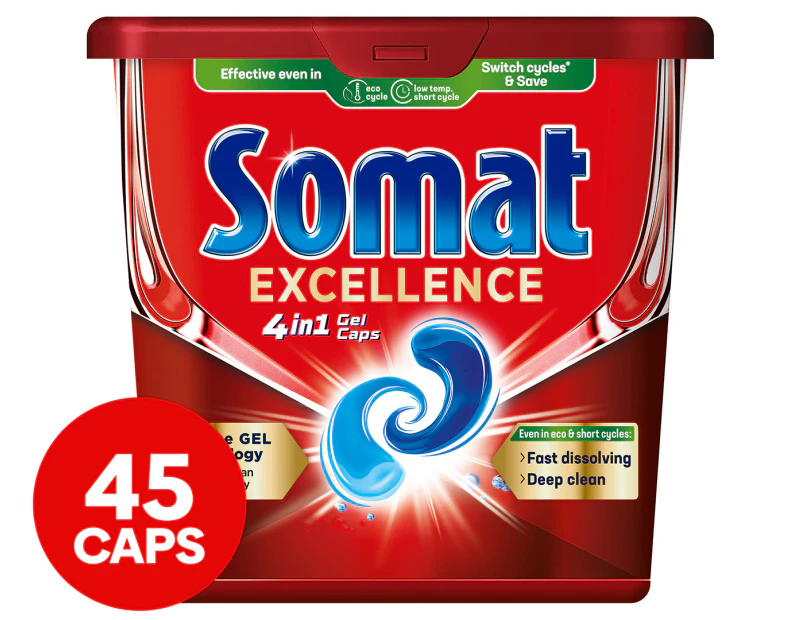 45pk Somat Excellence 4-in-1 Machine Dishwasher Caps