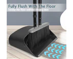 Broom and Dustpan Set Long Handle Soft Bristles Stand Up Store for Home Kitchen Office Black