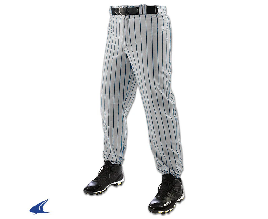 (Medium, Grey / Navy Pinstripe) - CHAMPRO Men's Triple Crown Closer Pinstripe Baseball Pant