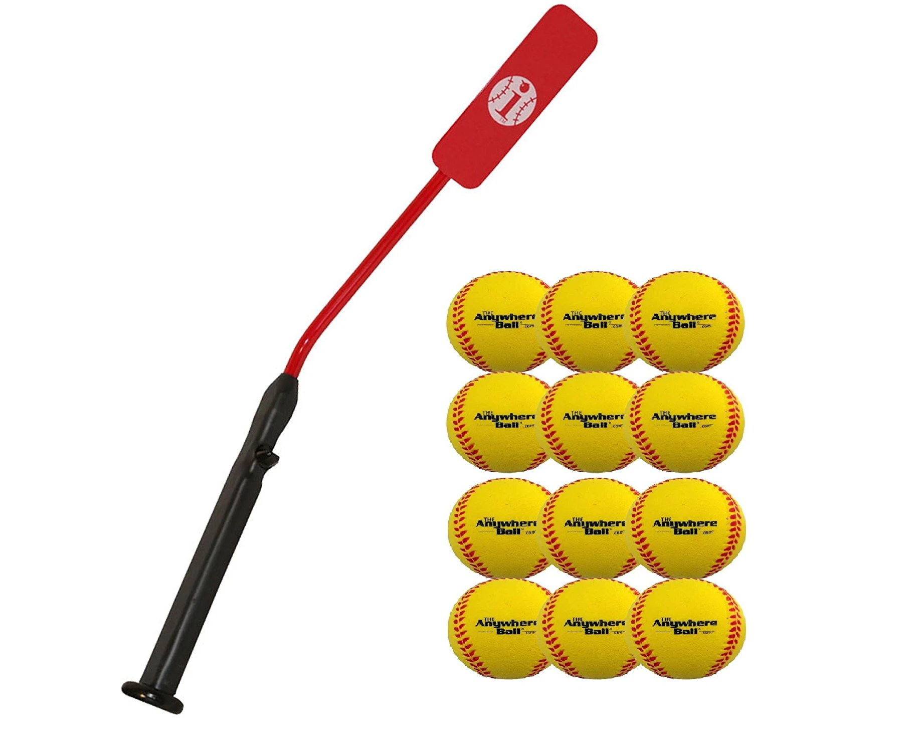 (1 Bat & 12 Balls) - Insider Bat Size 6 (Ages 12 and Under) & 12 Anywhere Balls Complete Baseball Softball Batting Practise Kit