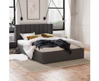 Double Size Tall Wing Bed Frame in Charcoal Fabric with Gas Lift Storage
