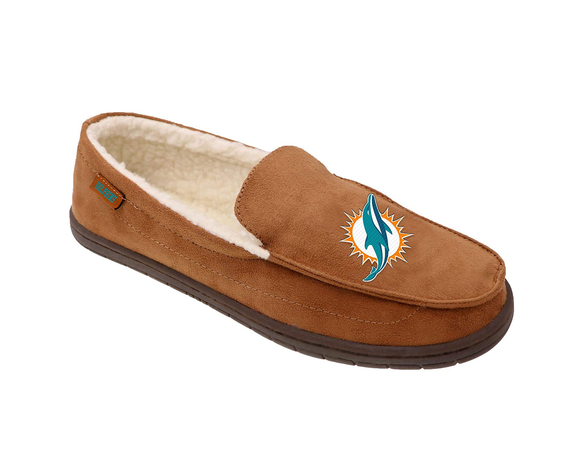 Miami Dolphins Beige Moccasin Slipper