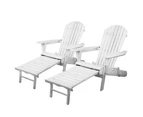 Set of 2 Adirondack Outdoor Wooden Sun Lounge Chairs - White