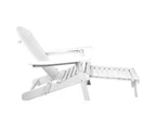 Set of 2 Adirondack Outdoor Wooden Sun Lounge Chairs - White