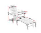 Set of 2 Adirondack Outdoor Wooden Sun Lounge Chairs - White