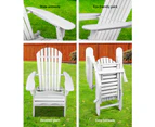 Set of 2 Adirondack Outdoor Wooden Sun Lounge Chairs - White