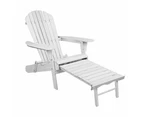 Set of 2 Adirondack Outdoor Wooden Sun Lounge Chairs - White