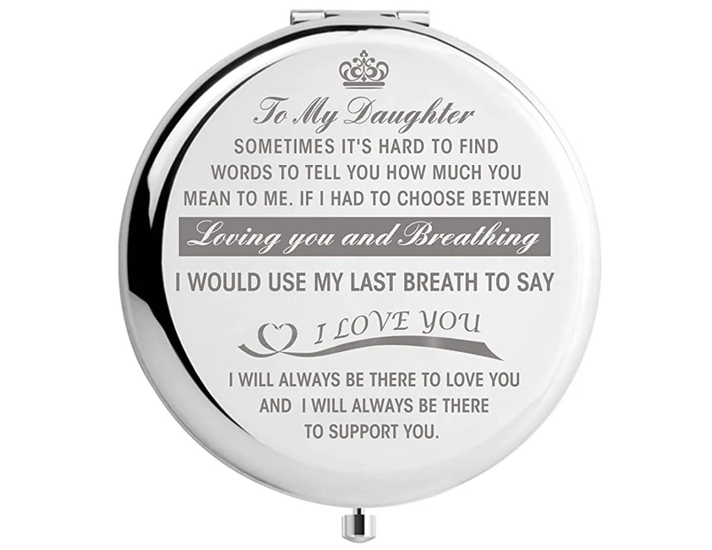 (To My Daughter) - Daughter Gifts from Mom, Graduation Gifts for Her, Mothers Day Present for Daughter, Engraved Pocket Mirror (To My Daughter)
