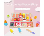 Ice Cream Shop Cutting Wooden Pretend Play Set Educational Toys Kids Food Games